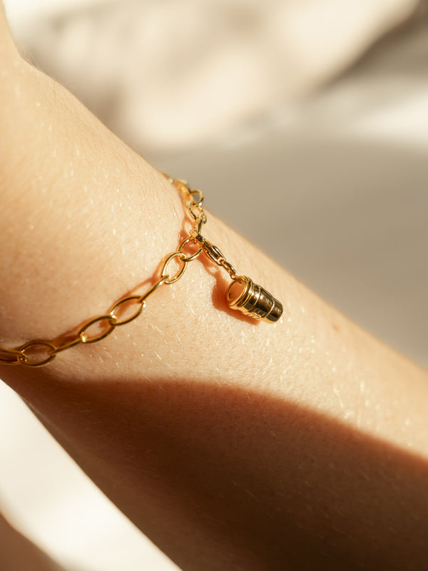 Coffee cup charm on bracelet  in gold
