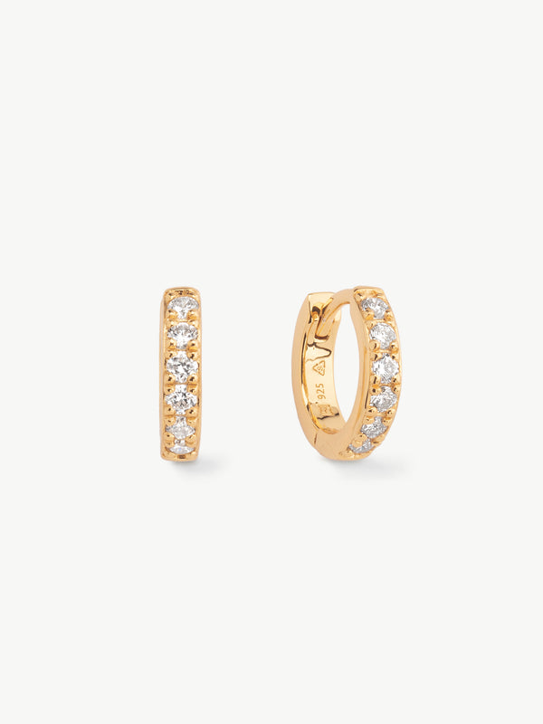 Lab Diamond Huggie Hoops in 18ct gold vermeil