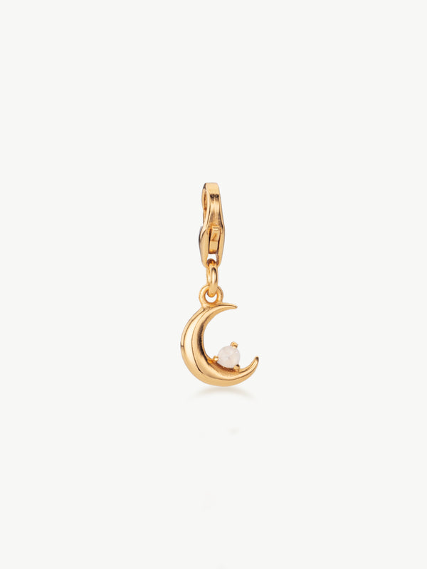 moon charm with moonstone in gold